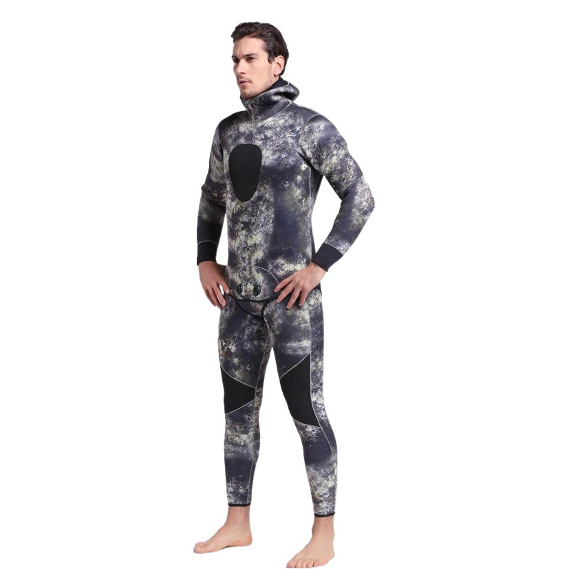 Shabart 5MM cold-proof diving suit warm winter swimming long sleeve one-piece swimming suit fish hunting suit split hooded surfing suit