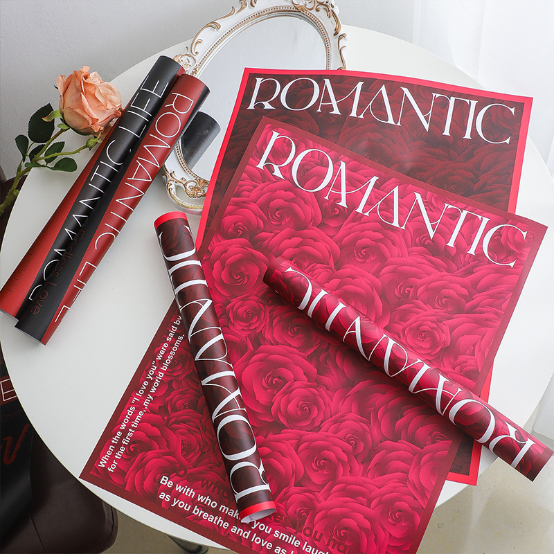 Romantic Knight art paper rose flower bouquet English wrapping paper gift package flower paper Kraft paper wholesale