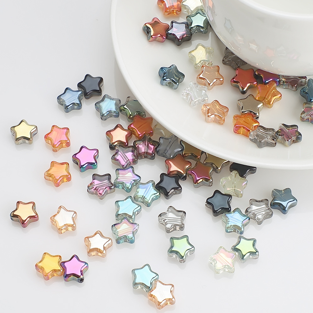 Picture of Five-Pointed Star Accessories 8mm Glass Beads Crystal Pendant DIY Hair Accessories Necklace Earrings Bracelet Beading Material Accessories