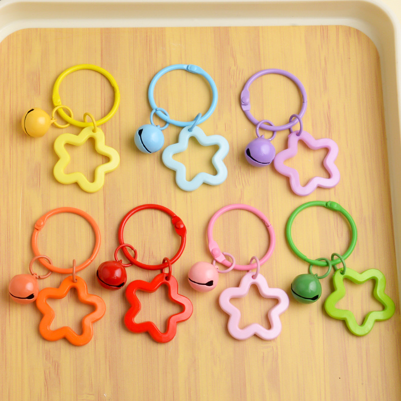 Picture of Korean Style Hyun-a Small Fresh Color Small Flower Bell Keychain Tanabata Gift Key Ring Bag Women's Hanging Accessories
