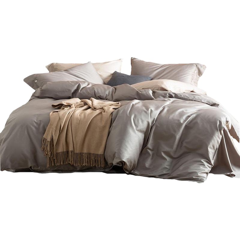 Pure Cotton Long-Staple Cotton Two-Tone Autumn and Winter Four-Piece Set 60-Count Guesthouse Duvet Cover All-Cotton Bed Sheet Fitted Sheet Dormitory Three-Piece Bedding Set