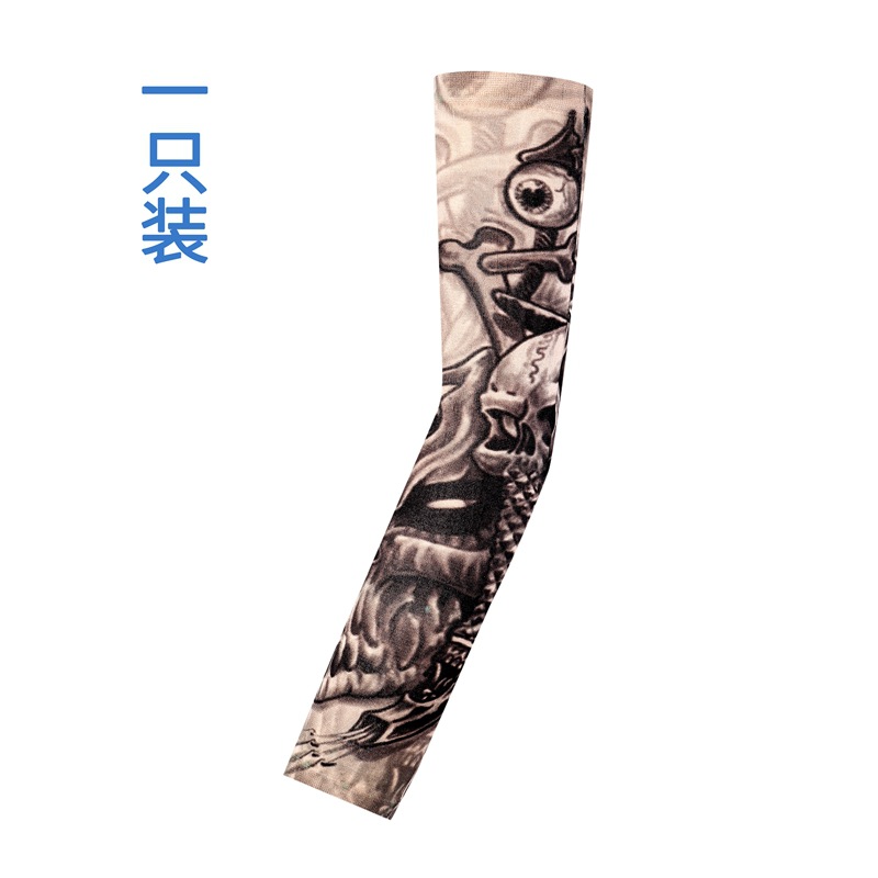 Picture of Flower Arm Tattoo Sleeve Seamless Outdoor Riding Tattoo Sunscreen Sleeve Riding Tattoo Sleeve Optional Color Cross Border