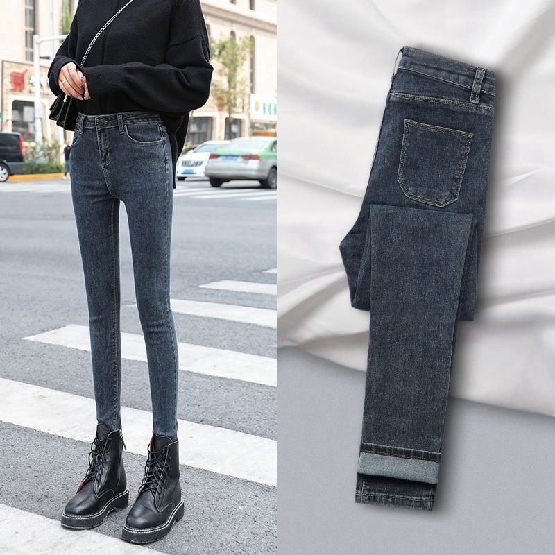 Picture of Jeans Women's High-Waist Slim-Fit Slimming Skinny Pants 2021 Spring and Autumn New Stretch All-Match Outer Wear Cropped Pencil Pants