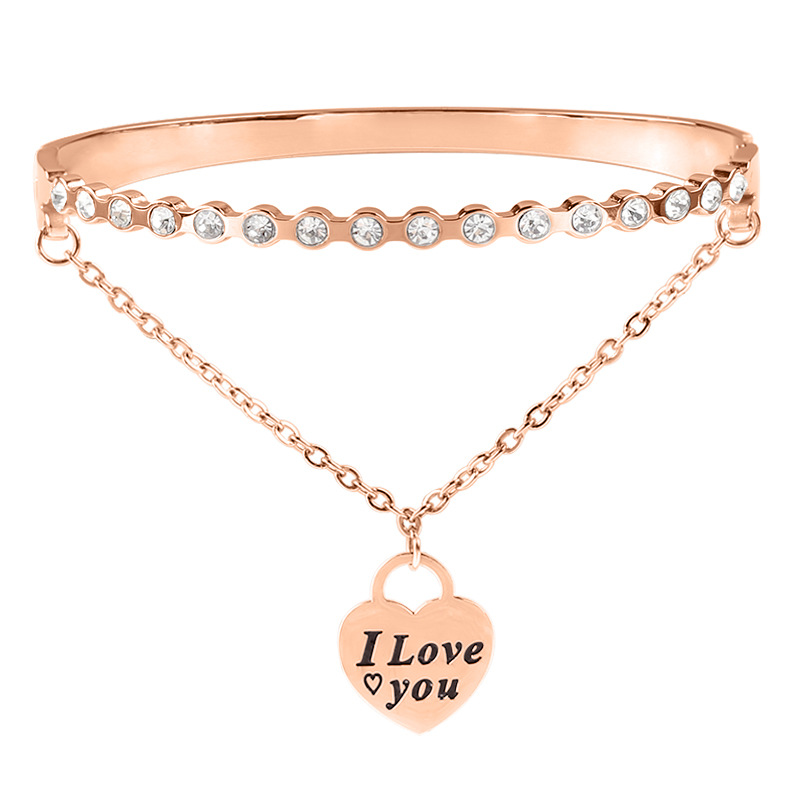 Picture of Stainless steel letter bracelet women fashion love Rome tag bracelet titanium steel buckle bracelet wholesale