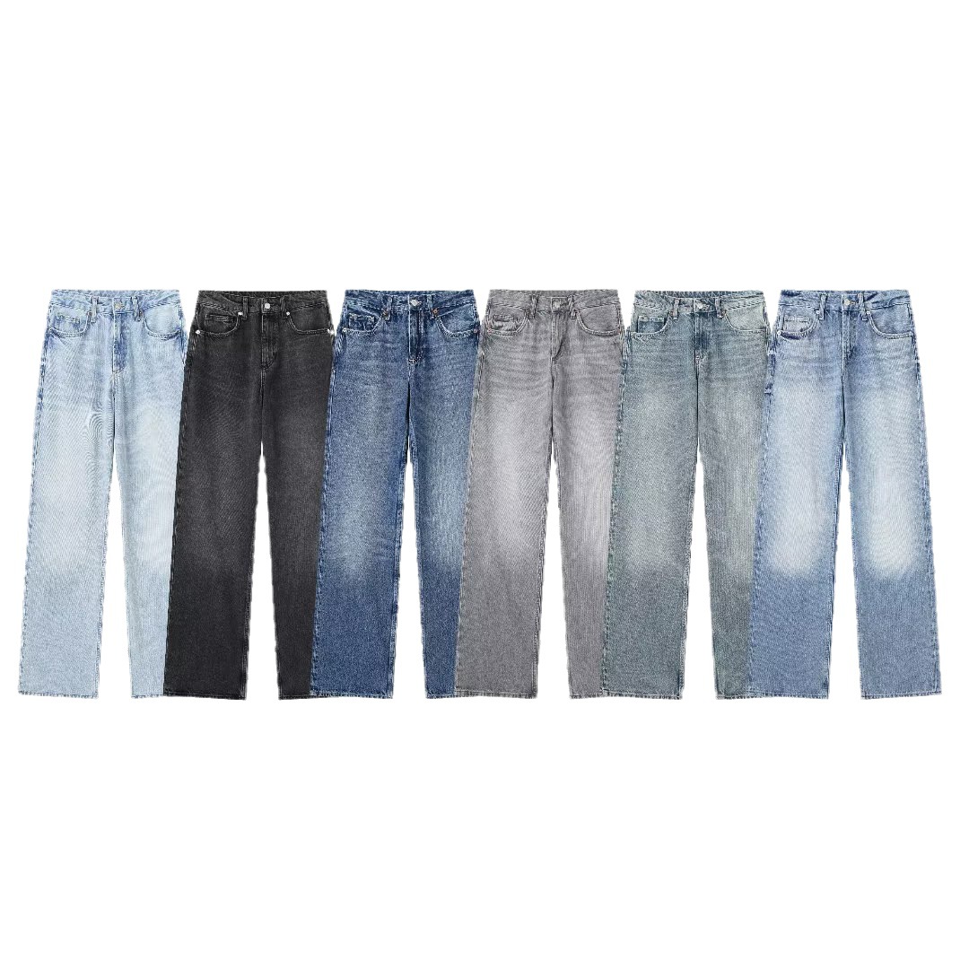 Fall 2023 new European and American cross-border women's casual wide-leg mid-waist long jeans w085 960037