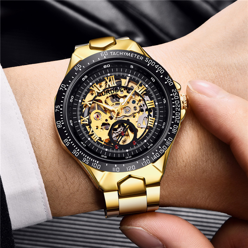 Mechanical automatic hollow watch men's AliExpress stainless steel strap niche luxury mechanical watch a generation of hair