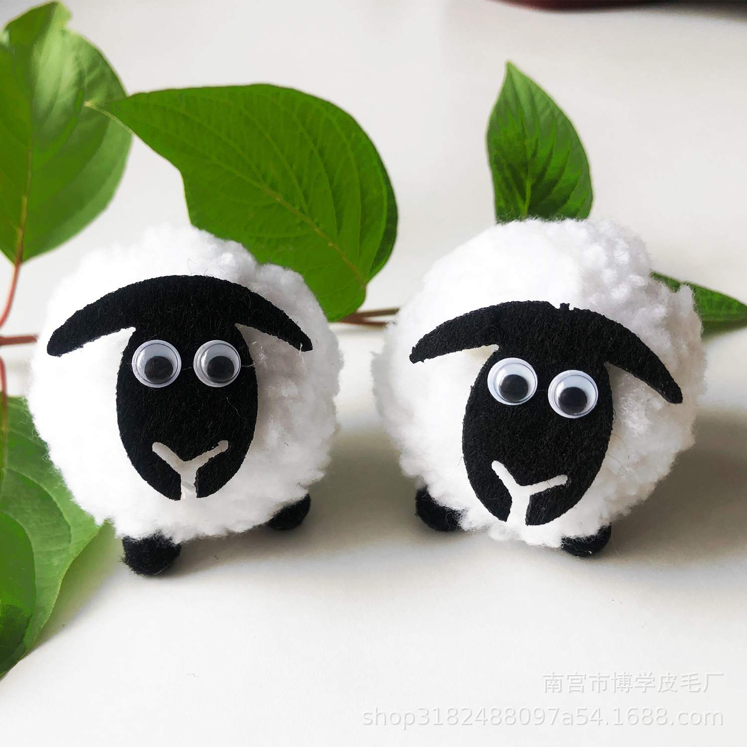 In stock wool felt lamb Christmas tree pendant diy wool ball finished sheep Garland accessories