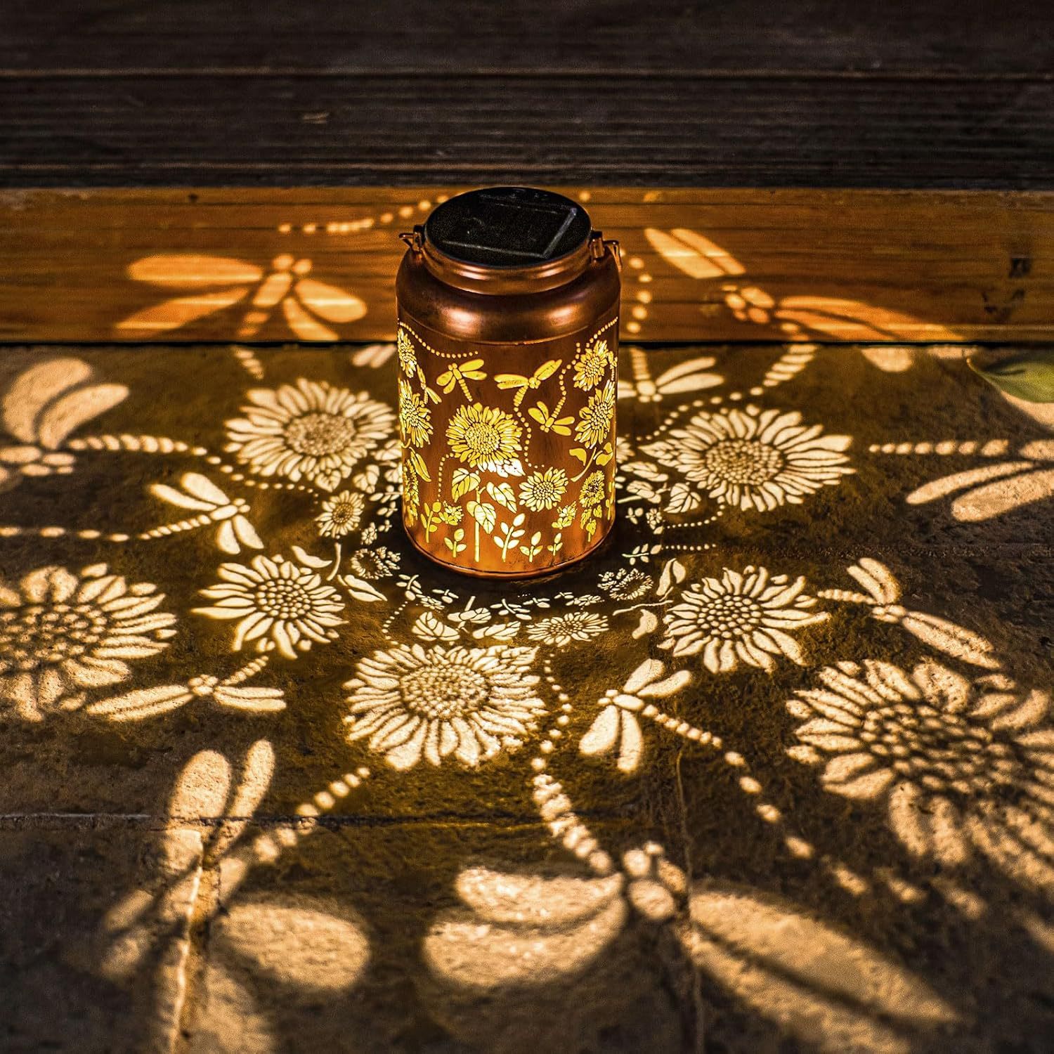 Cross-Border Solar Sunflower Led Outdoor Waterproof Light Retro Iron Cut Out Courtyard Lawn Landscape Projection Light