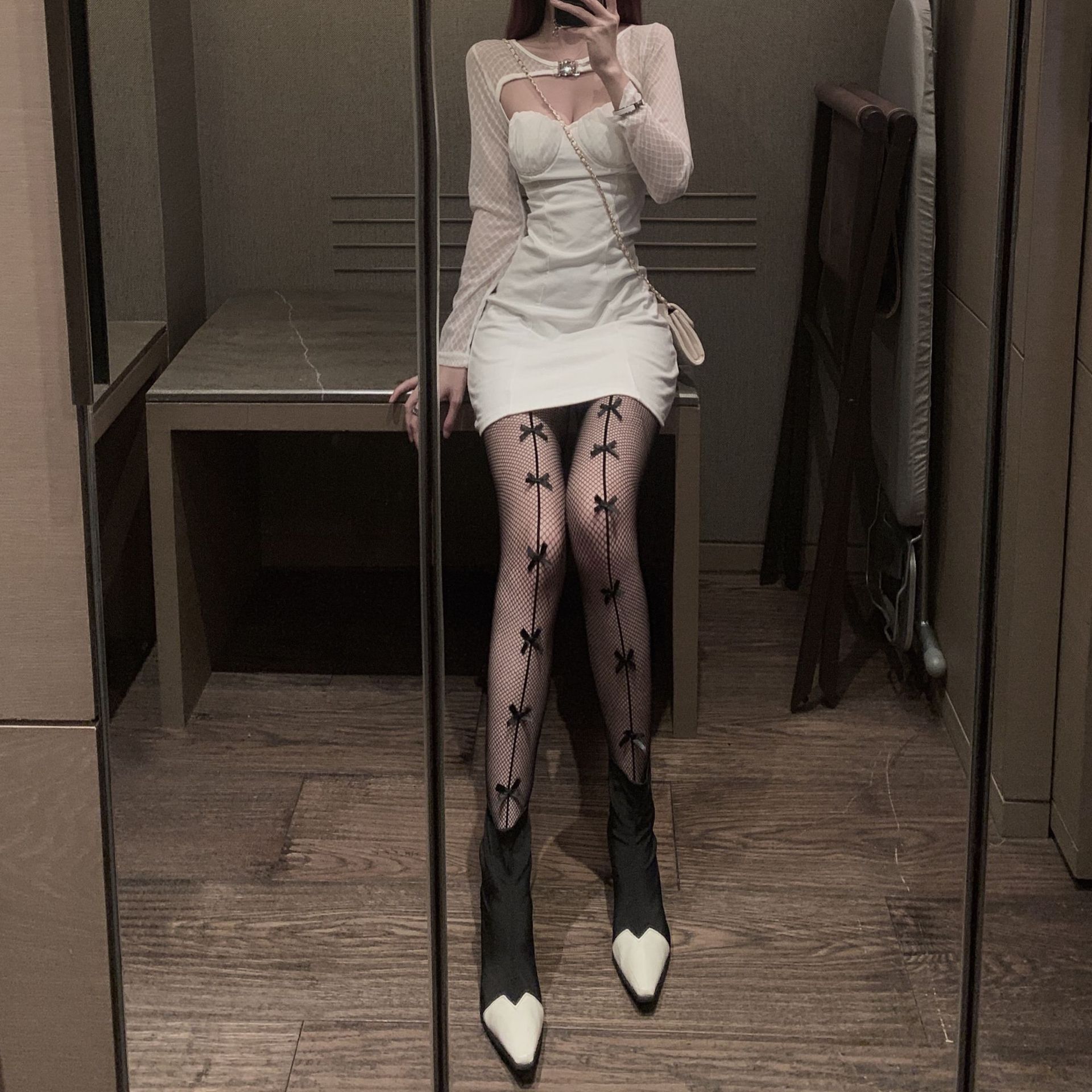 Women's summer thin seven bow bottoming pantyhose trend Sexy Slim legs wholesale spot