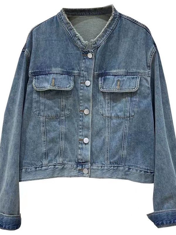 Picture of Jiakun Spring and Autumn Korean Fashion Beaded Short Denim Coat Women's Long Sleeve Jacket Shoulder Jacket Fashionable Beaded Beads