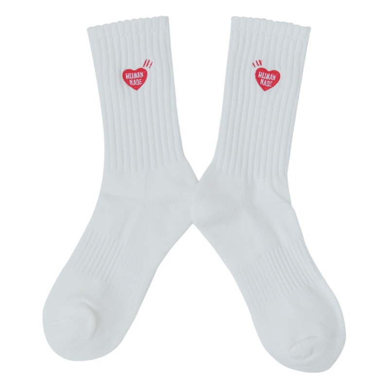 Picture of Mekki Couple Socks Thick Thread Terry Bottom Sports Socks Heart Embroidered Mid-Calf Socks Popular Socks