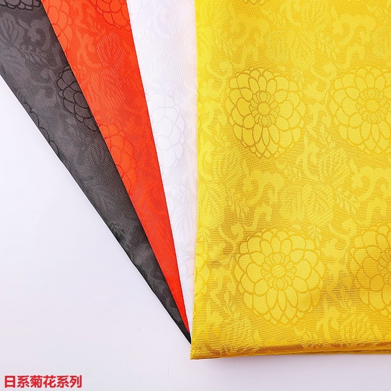 150cm silk glossy packaging gift box jacquard fabric Japanese and Korean ancient costume ceremonial attire, Japanese chrysanthemum jacquard fabric