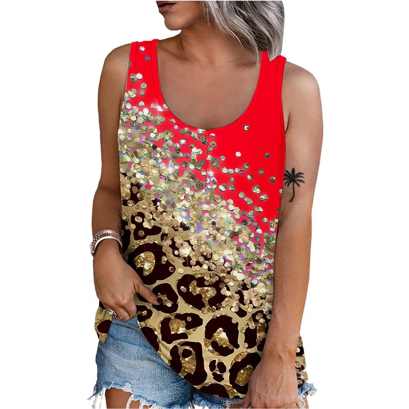 Women's fashion sexy elegant ladies small vest 3D printed female button small vest casual top female vest