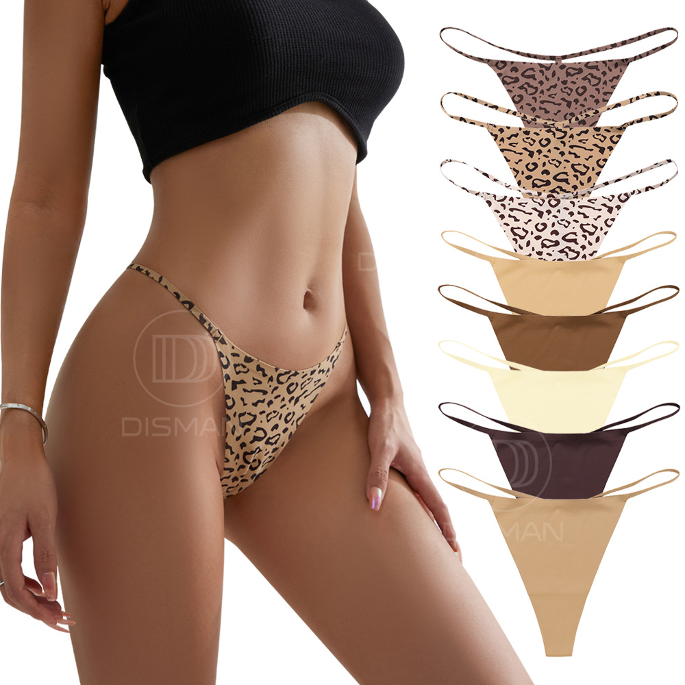 European and American Seamless Leopard Print Sexy Tape G-string Women's Low Waist Hot Temptation Animal Print Women's T-string Underwear
