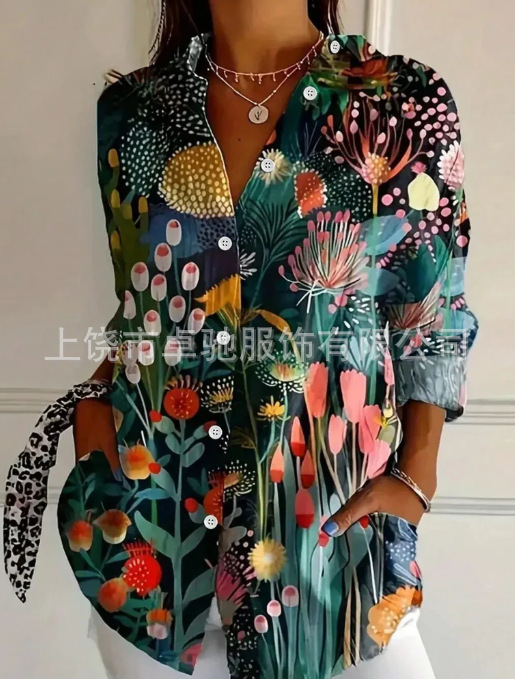 Picture of 2025 New Women's Long Shirt Women's Summer European and American Trend Long Sleeve Shirt Printed Pattern Printed 3D Shirt
