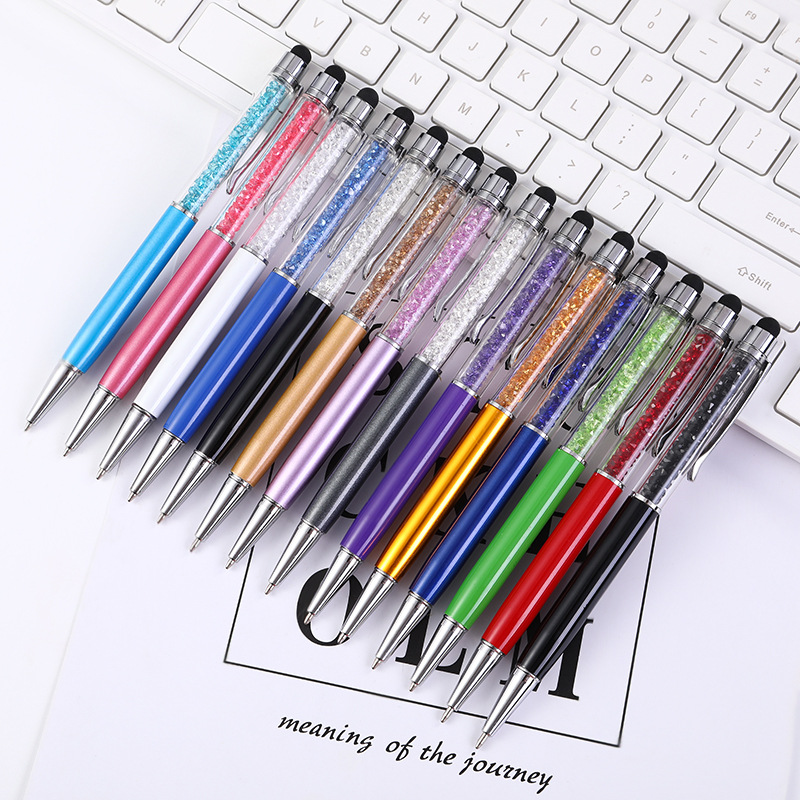 Metal ballpoint pen wholesale rotating business advertising gift pen engraving logo capacitor crystal pen diamond pen spot