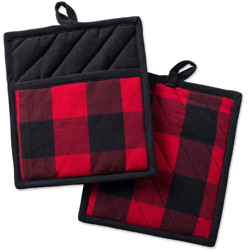 Picture of Amazon Household Oven Microwave Oven Anti-scald Gloves High Temperature Cotton Plaid Thickened Kitchen Baking Heat Insulation Pad