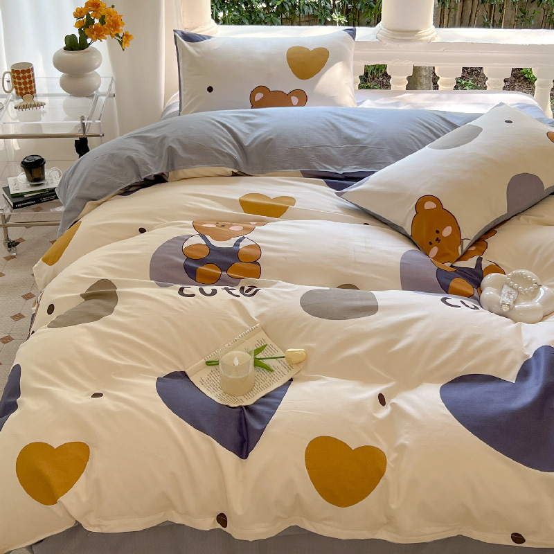 Picture of Small Fresh Summer Four-piece Bed Sheet Quilt Cover Single Student Dormitory Three-piece Cartoon Bedding
