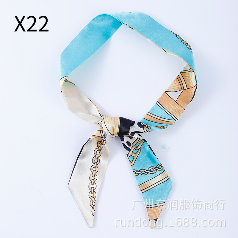 Picture of Silk Scarf Wholesale Long Beveled Small Silk Scarf Double-layer All-match Hair Belt Ribbon Decoration Tie Bag Hand Gift Box Silk Scarf