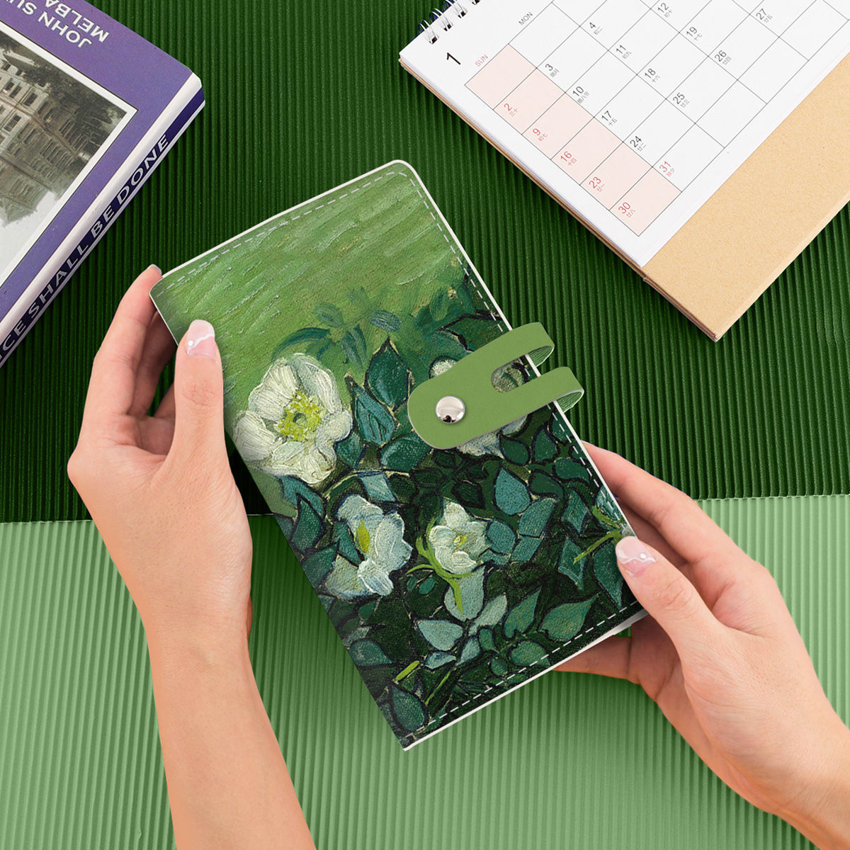 Picture of Vintage oil painting style card bag multi-card large capacity card bag bank card bag business card holder photo holder original style