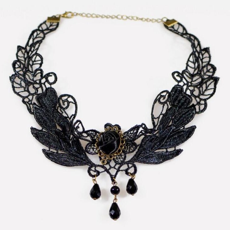 Picture of Cross Border Accessories Women's Neck Strap Court Gothic Spice Girl Neck Chain Lace Necklace Choker Clavicle Chain Collar Collar Vintage