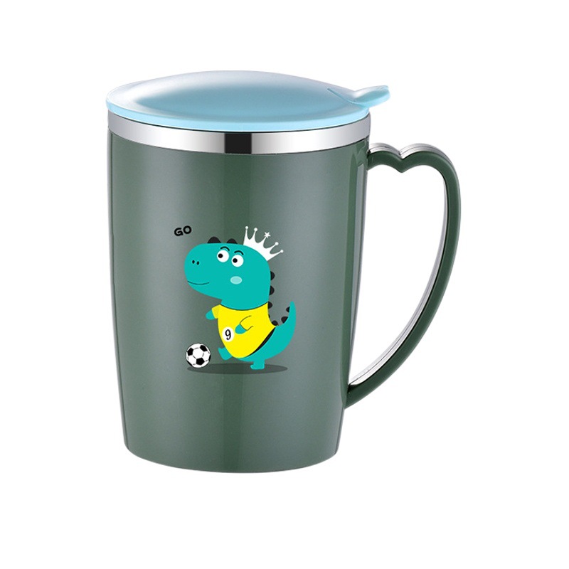 304 stainless steel mug with lid women's high-looking water Cup student cartoon double-layer Cup coffee cup gift