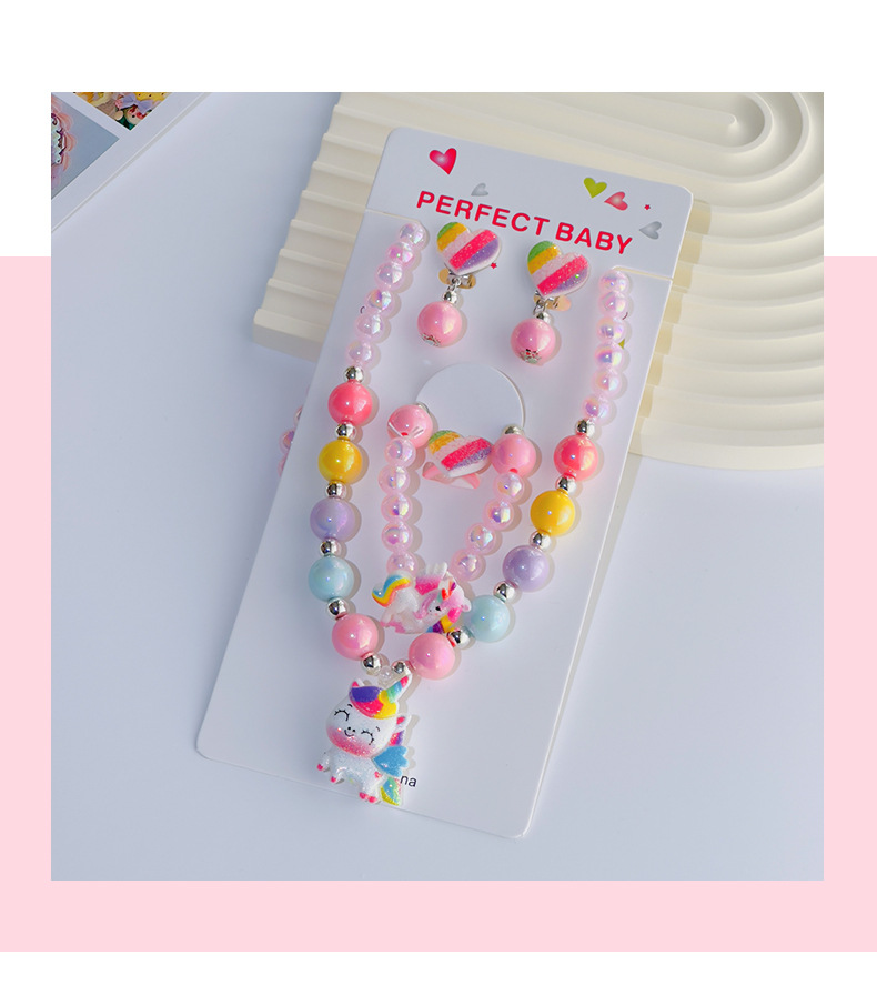 Picture of Amazon New Kidsren's Necklace Unicorn Bead Set DIY Kidsren's Jewelry Girls Ring Necklace Wholesale