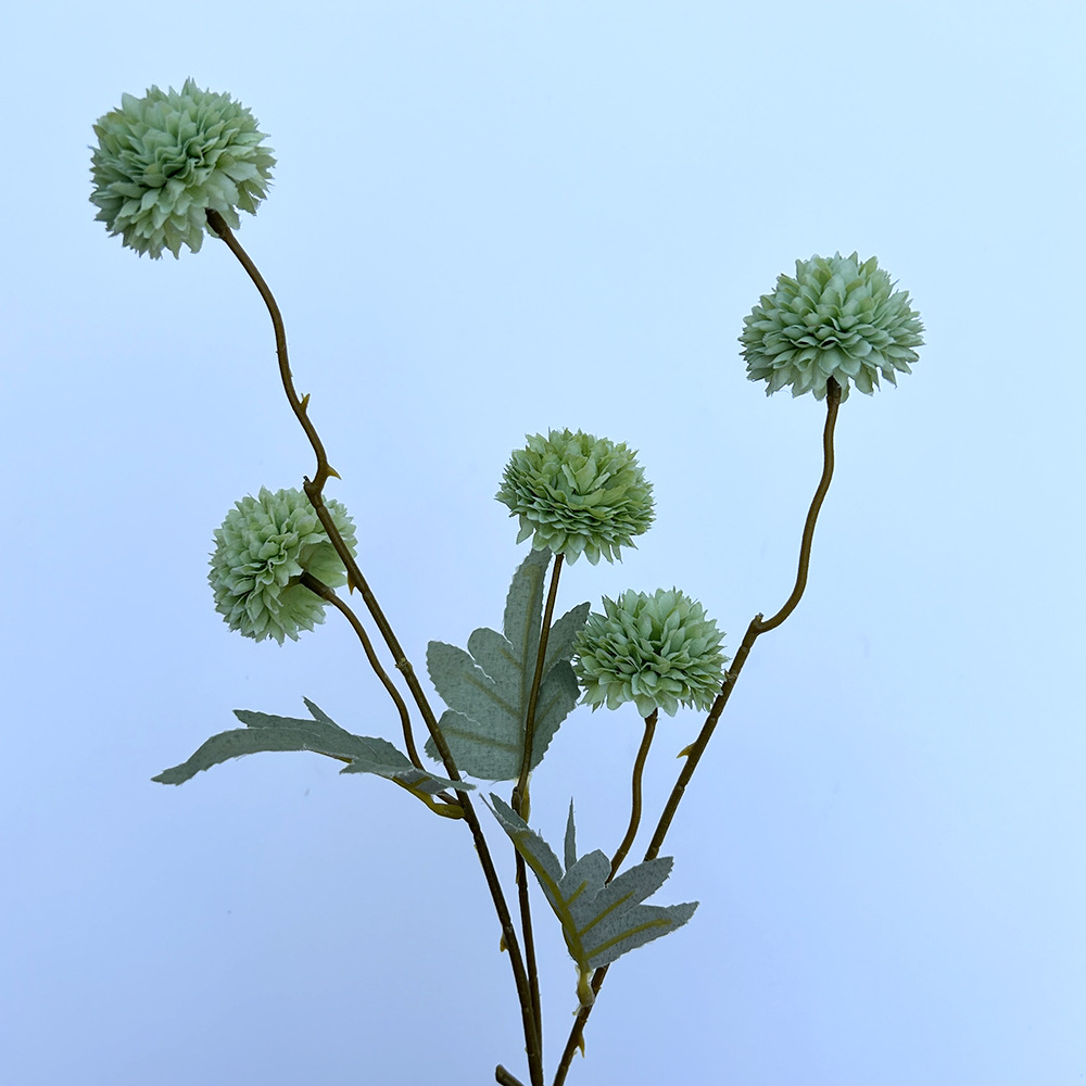 Picture of Simulation of 5 autumn dandelion ball chrysanthemum 5 small onion ball wedding home decoration bouquet soft photography props pu