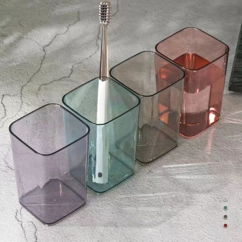 Picture of Household Square Plastic Transparent Wash Cup Light Luxury Style Student Couple Toothbrushing Cup Children's Simple Mouthwash Cup Wholesale