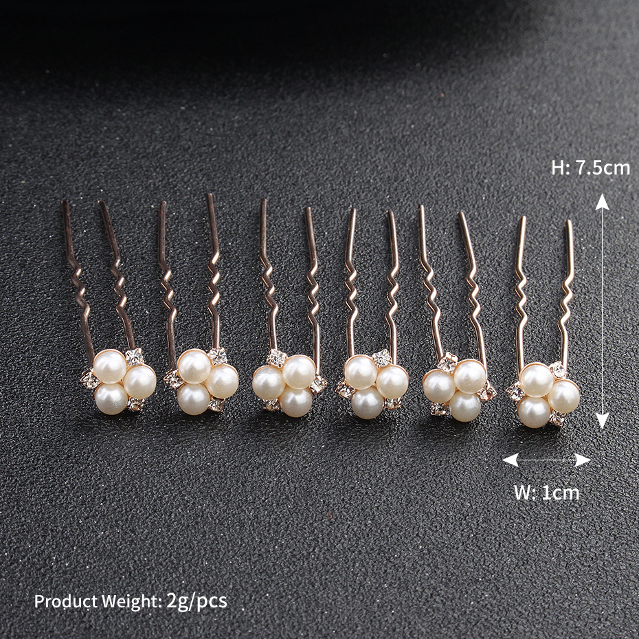 Picture of Wedding accessories wholesale European and American simple new bridal hairpin pearl rhinestone pin wedding dress accessories