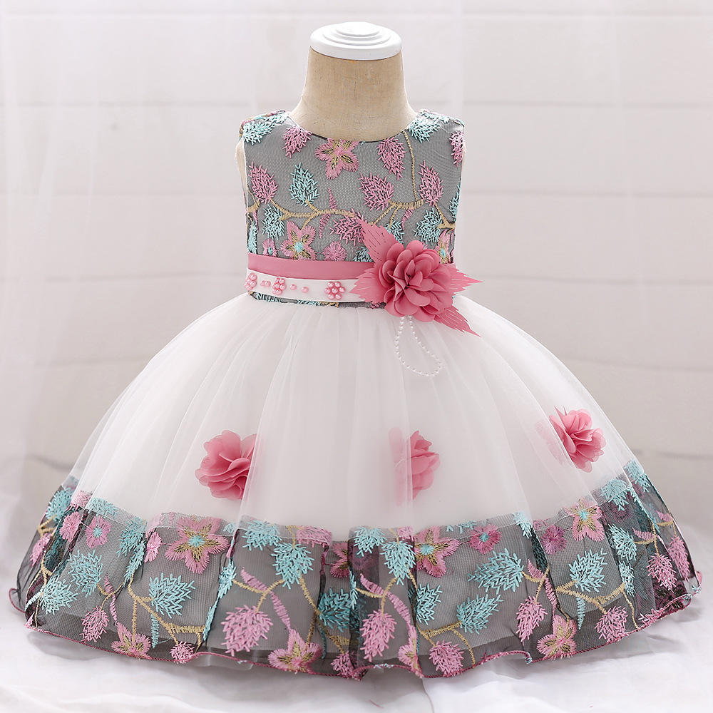 Picture of Cross-border Ebay Amazon new children embroidered dress color matching princess dress girl flower wedding dress dress dress