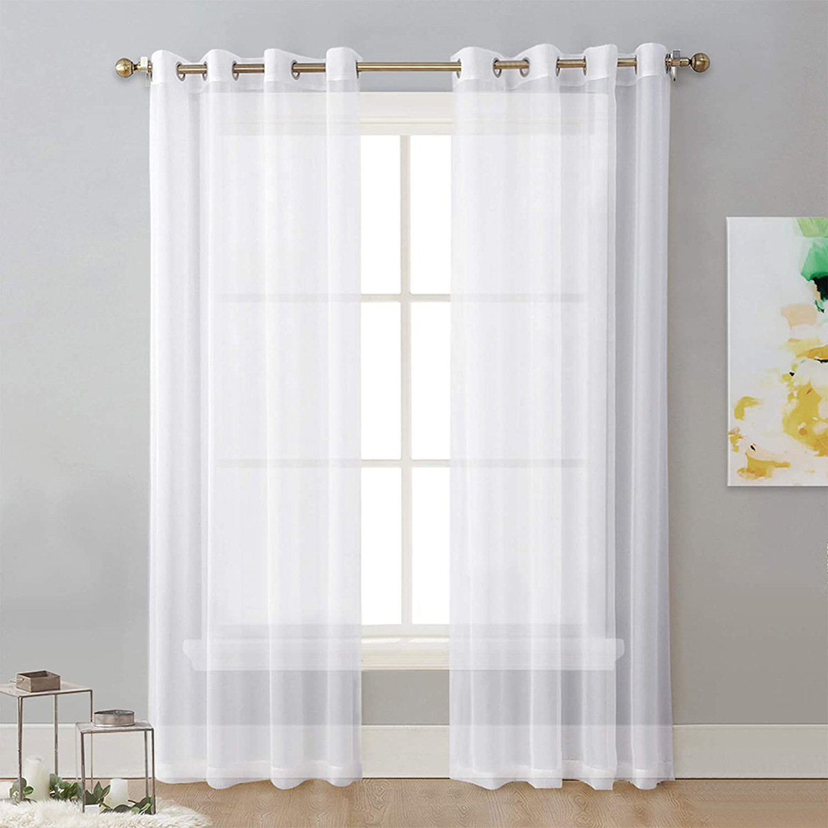 Picture of Cross-border Solid Color Perforated Trilon Semi-shading Curtain Screen Living Room Bay Window Balcony Decorative Window Screen SHEIN
