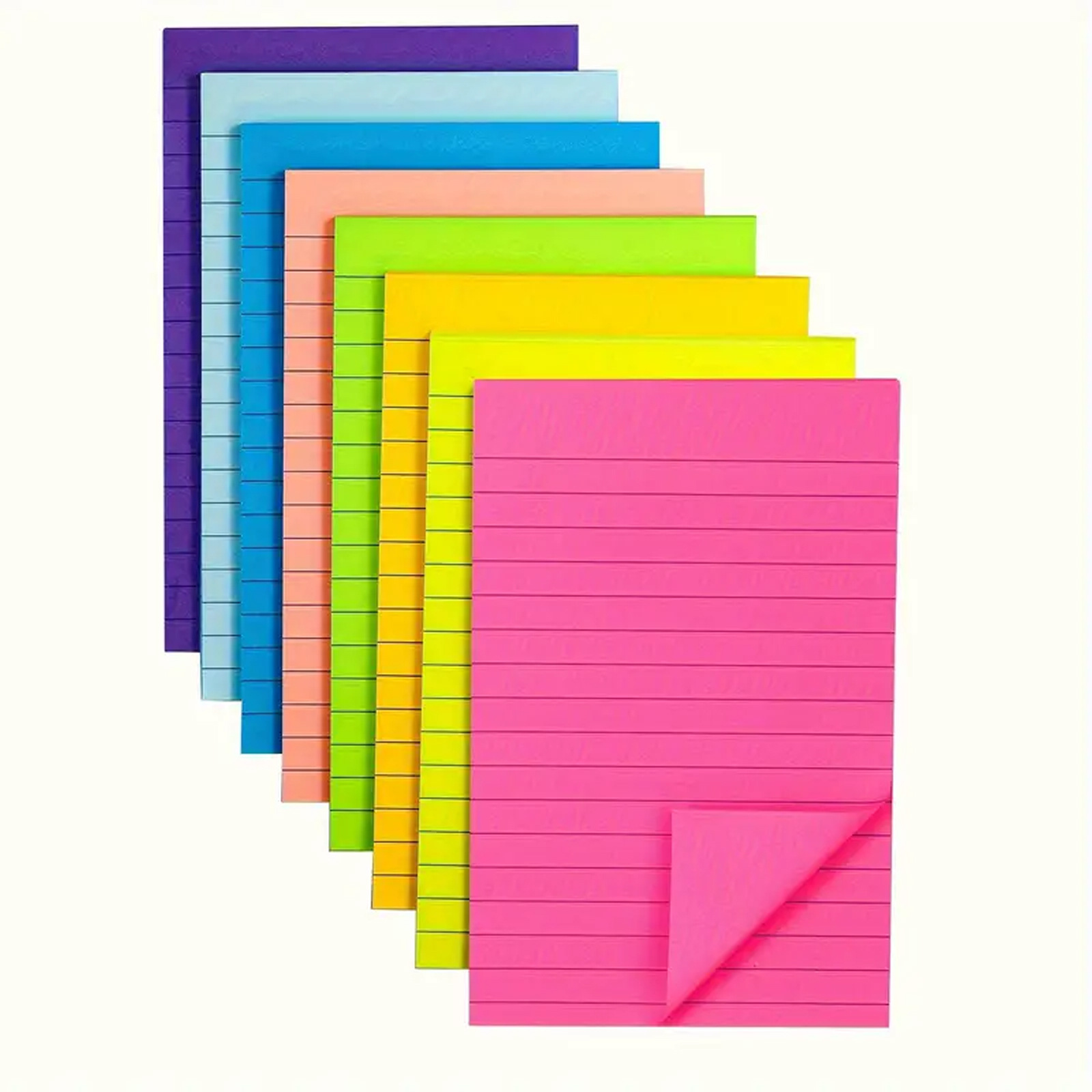 Cross-border spot sticky notes fluorescent 8-color horizontal line notepad 10*15cm notepad A6 paper line drawing message book