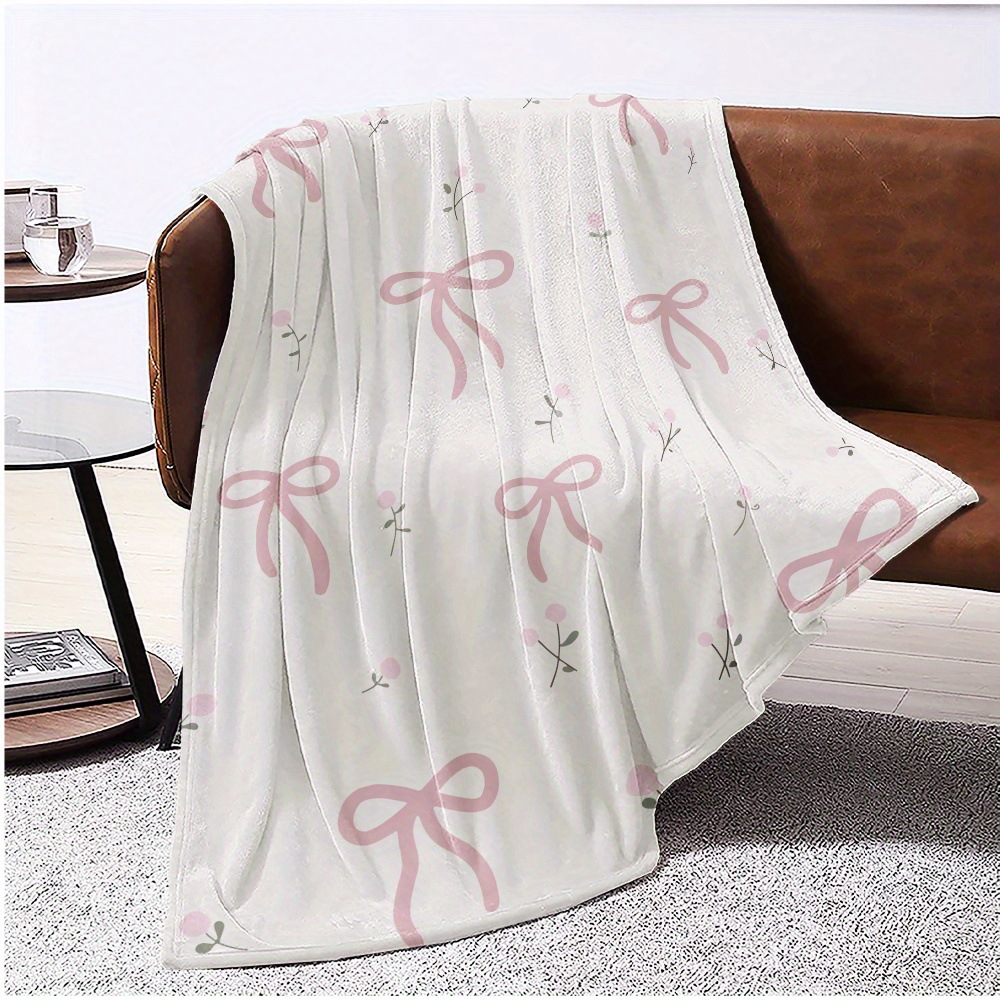 Picture of Foreign trade cross-border pink bow flannel blanket soft and comfortable digital printing blanket sofa blanket wholesale
