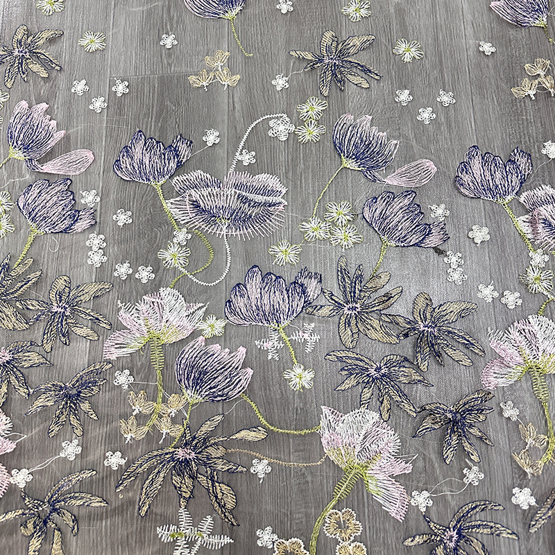 Picture of Three-dimensional Lotus Water-soluble Embroider Mesh Fabric Multi-color Embroider Cross-border Heavy Embroider Fashion Dress Dress Fabric