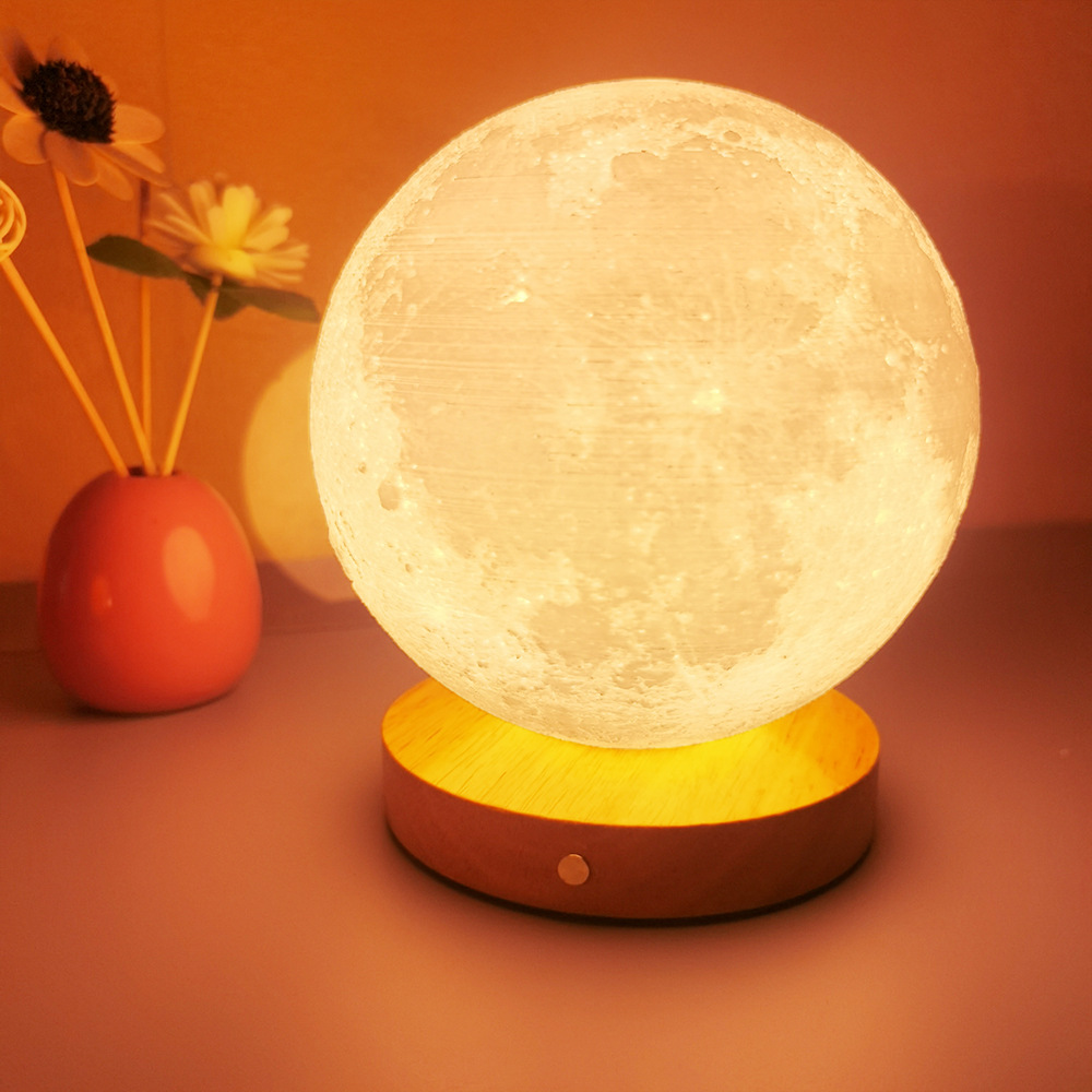 Picture of Moon Light Rotating Sleep Moon Night Light Bedroom Desk Rechargeable Table Lamp Bedside Lamp Creative Gift Atmosphere Lamp