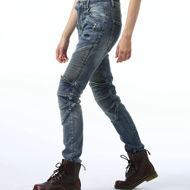 Picture of LOONG BIKER cotton casual vintage motorcycle pants motorcycle jeans motorcycle racing cycling pants for women
