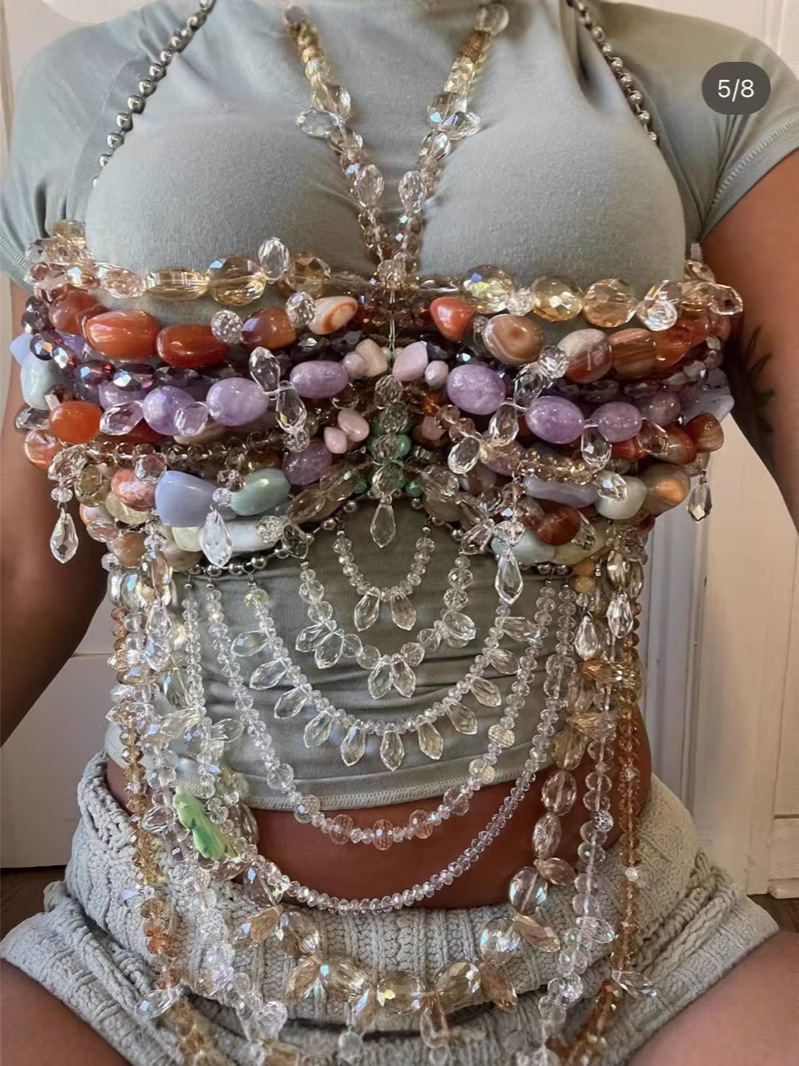 Jewel Brassiere Cross-border AliExpress Body Chain Spice Girl Bra European and American Backless Neck Beaded Tube B25293