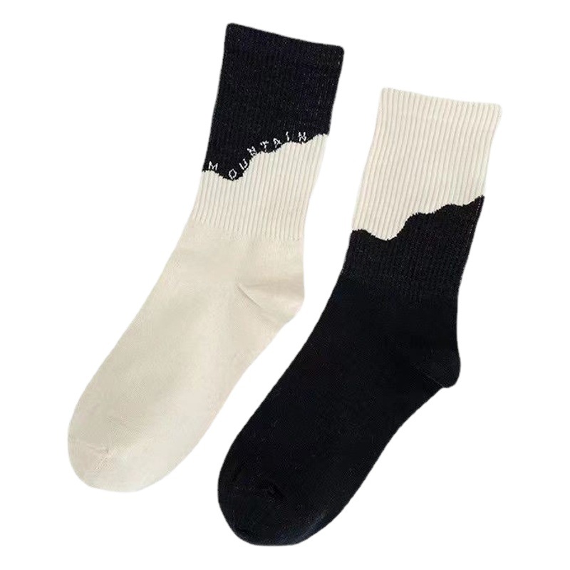 Asymmetric socks neutral couple creative trend in the tube casual all-match socks color matching street personality AB asymmetric