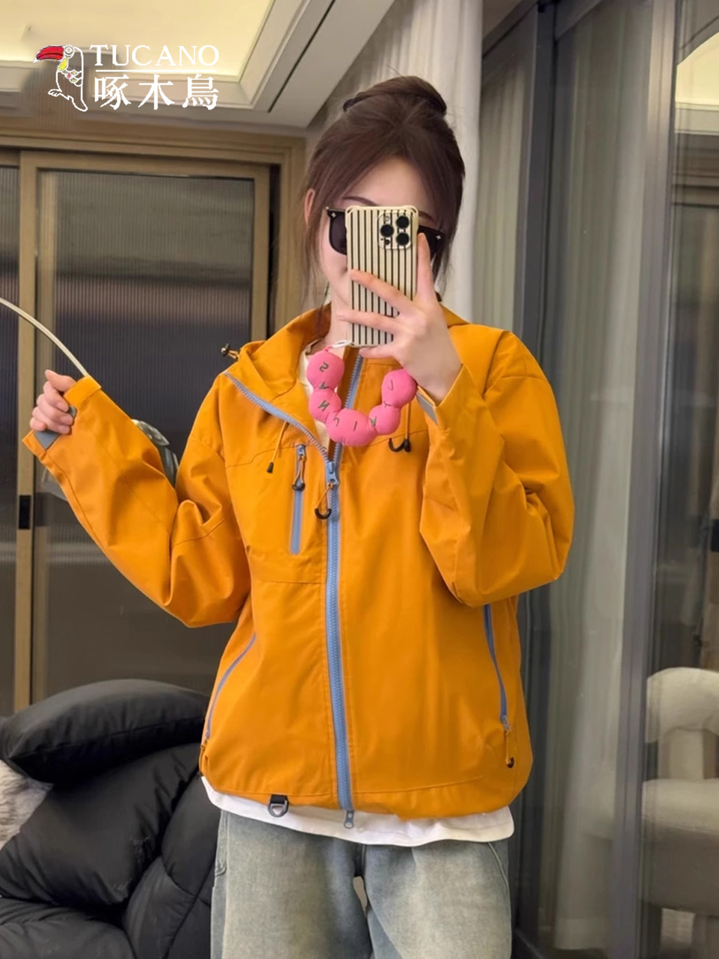 Woodpecker Orange Jacket Women Men's 2025 New Outdoor 3-in-1 Small Windproof and Sunscreen Couple Jacket