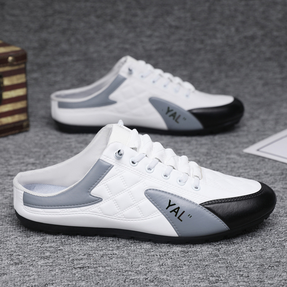 Half-Slip Men's Summer Outer Wear Non-Slip Soft-Soled One-Legged Driving Casual Soft-Soled Heelless Fashion Sandals and Slippers
