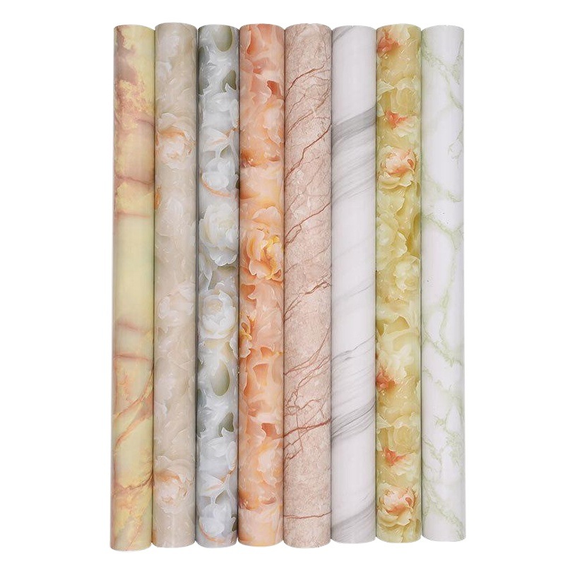Kitchen marble pattern waterproof and oil-proof stickers dining table toilet stove furniture renovation film wholesale