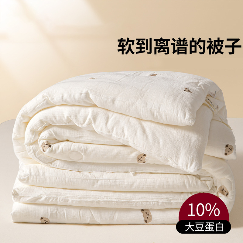 Picture of Double-Layer Gauze Soybean Fiber Quilt, Thick and Warm Winter Quilt, Single-Person Spring and Autumn Quilt, Children's Cotton Quilt, Quilt Core, Summer Cooling Quilt
