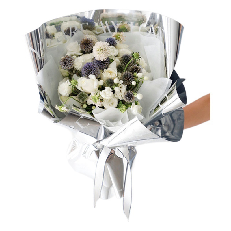 Holiday Flower Wrapping Paper Mirror Waterproof Silver Aluminum Film Paper Flower Wrapping Paper Handmade Floral Material Bouquet Wrapping Paper