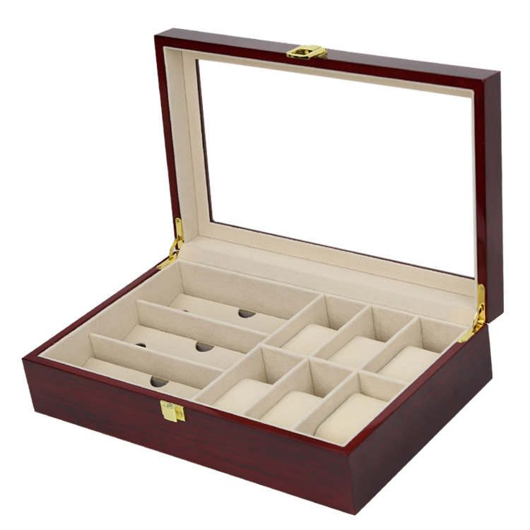Picture of in stock Wholesale High Gloss Paint Watch Glasses Storage Display Box Paint Watch Glasses Gift Box Paint Wooden Box