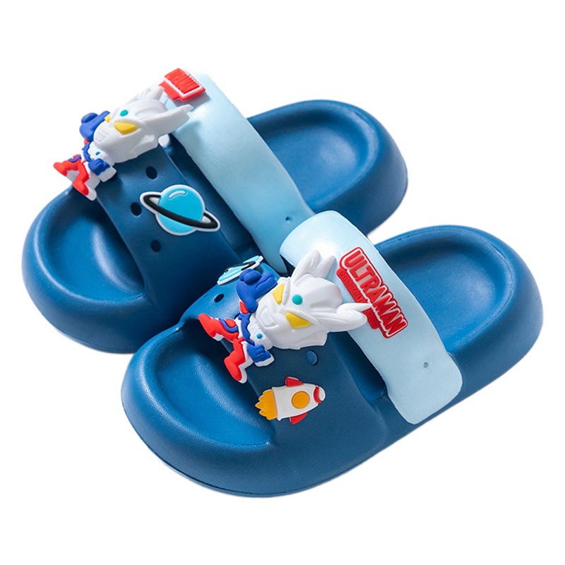 Genuine Ultraman Summer Cartoon Slippers Boys Bathroom Home Anti-Slip Anti-Collision Children's Sandals Soft Bottom Wholesale