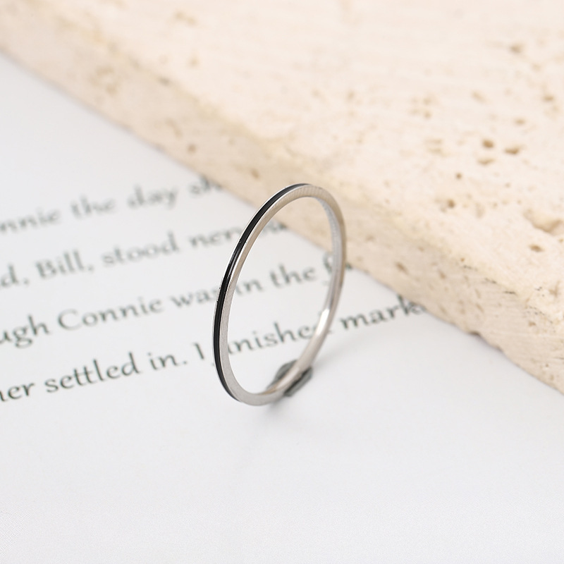 Picture of Niche light luxury titanium steel 1mm ultra fine drip ring titanium steel ring stainless steel index finger tail ring female