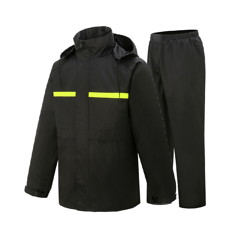 Picture of Wholesale Oxford Cloth Raincoat Split Adult Labor Protection Outdoor Riding Reflective Split Raincoat Rain Pants Set