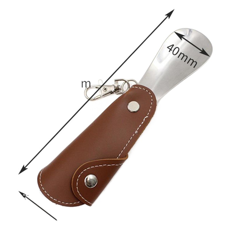 Spot Metal Leather Shoehorn with Leather Case, Unisex Shoe Lifter, Mini Portable Buckle Shoe Puller