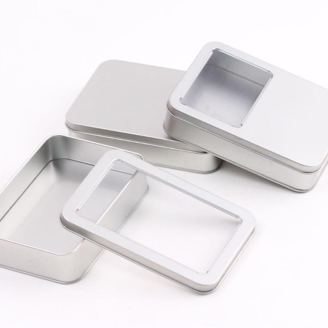 Picture of Rectangular Tinplate Box Essence Beauty Set Metal Frosted Window Iron Box Custom Small Tin Box